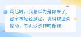 你是我触碰不到的风，却吹散了我整个四季