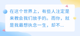 你是我最想执念一生，却不得不放下的人