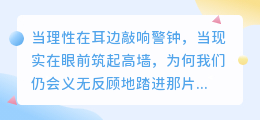 爱是明知不可为而为之：一场清醒的沉沦