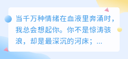 你是我心河最汹涌的潮汐，也是时间暂停的锚点
