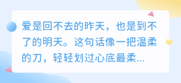 爱是回不去的昨天，也是到不了的明天