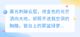 晨光依旧，只是再无你