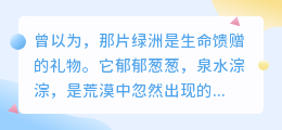 绿洲幻影：当希望成为心间的海市蜃楼