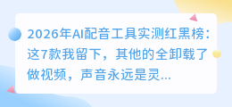 2026年AI配音工具实测红黑榜：这7款我留下，其他的全卸载了